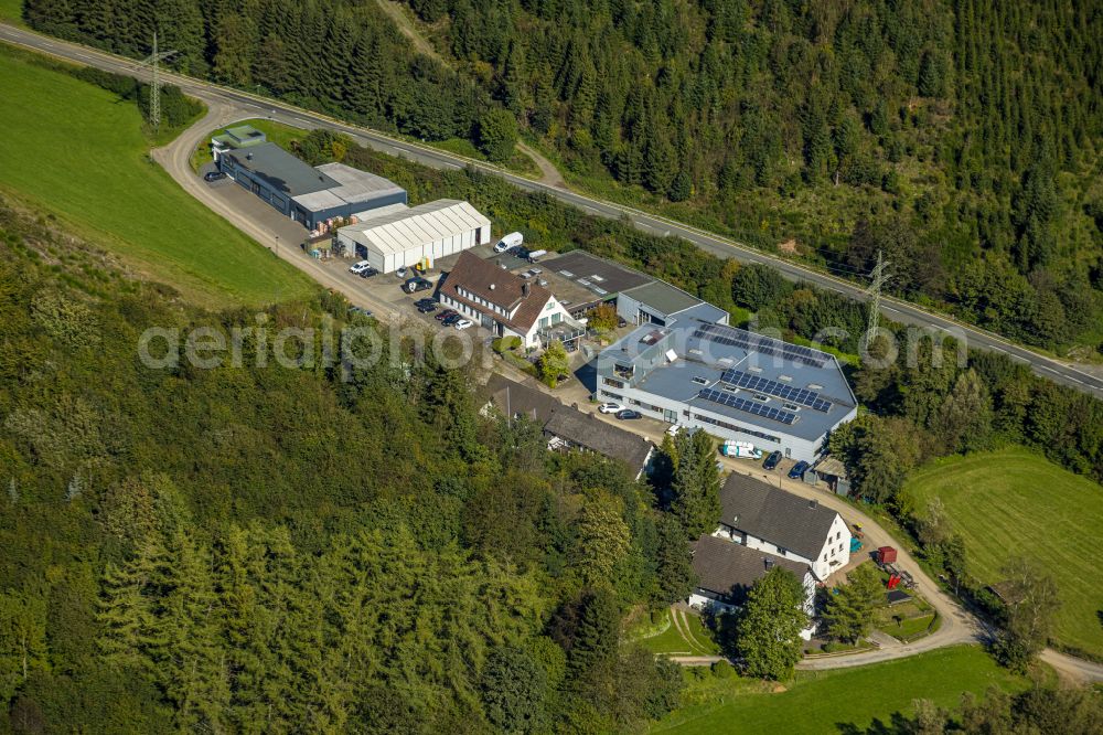 Aerial image Oedingermühle - Building complex and grounds of the automotive repair shop Streit-Motoren in Oedingermuehle in the state North Rhine-Westphalia, Germany