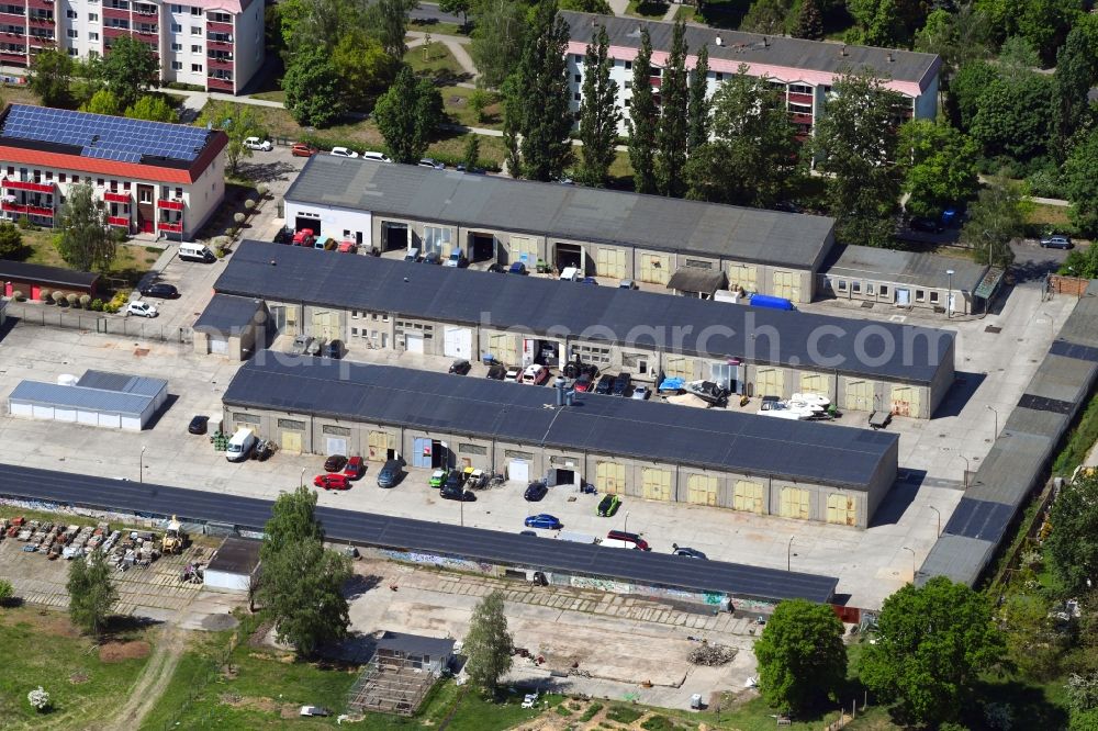 Aerial photograph Hoppegarten - Building complex and grounds of the vehicle repair workshop Sven Demuth Speed a??a??& Custom in the district of Dahlwitz-Hoppegarten in Hoppegarten in the state of Brandenburg, Germany