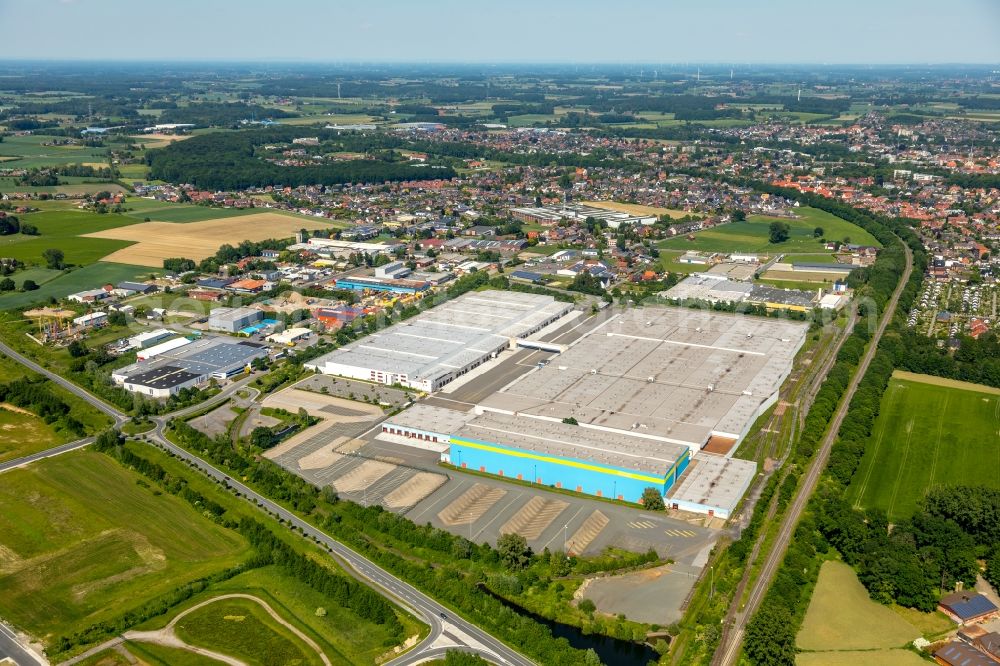 Aerial photograph Werne - Building complex and grounds of the logistics center on Wahrbrink in Werne in the state North Rhine-Westphalia, Germany