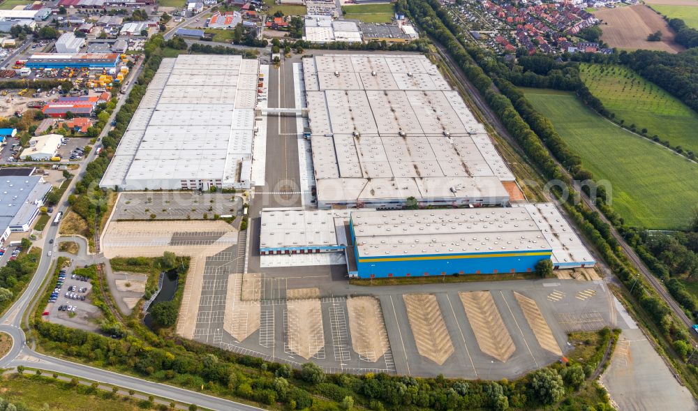 Aerial photograph Werne - Building complex and grounds of the logistics center on Wahrbrink in Werne in the state North Rhine-Westphalia, Germany