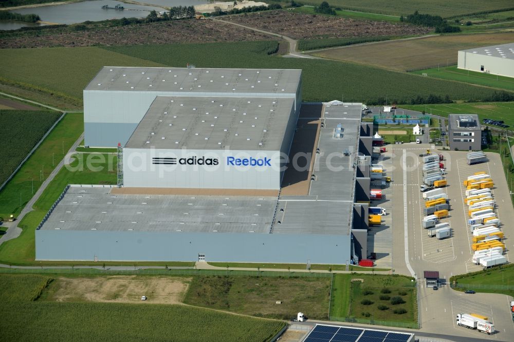 Rieste from above - Building complex and grounds of the logistics center adidas Reebok in the industrial area Niedersachsenpark in Rieste in the state Lower Saxony