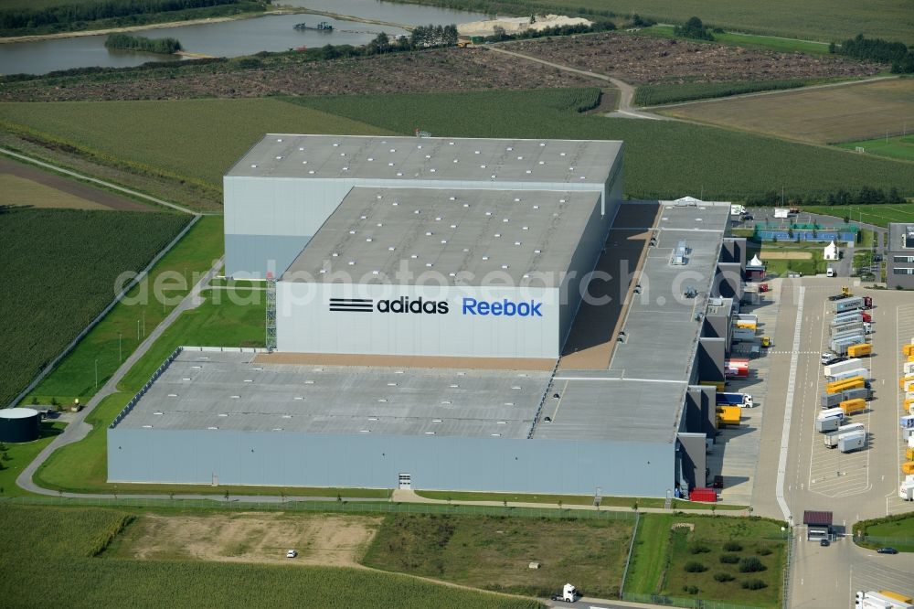 Rieste from the bird's eye view: Building complex and grounds of the logistics center adidas Reebok in the industrial area Niedersachsenpark in Rieste in the state Lower Saxony