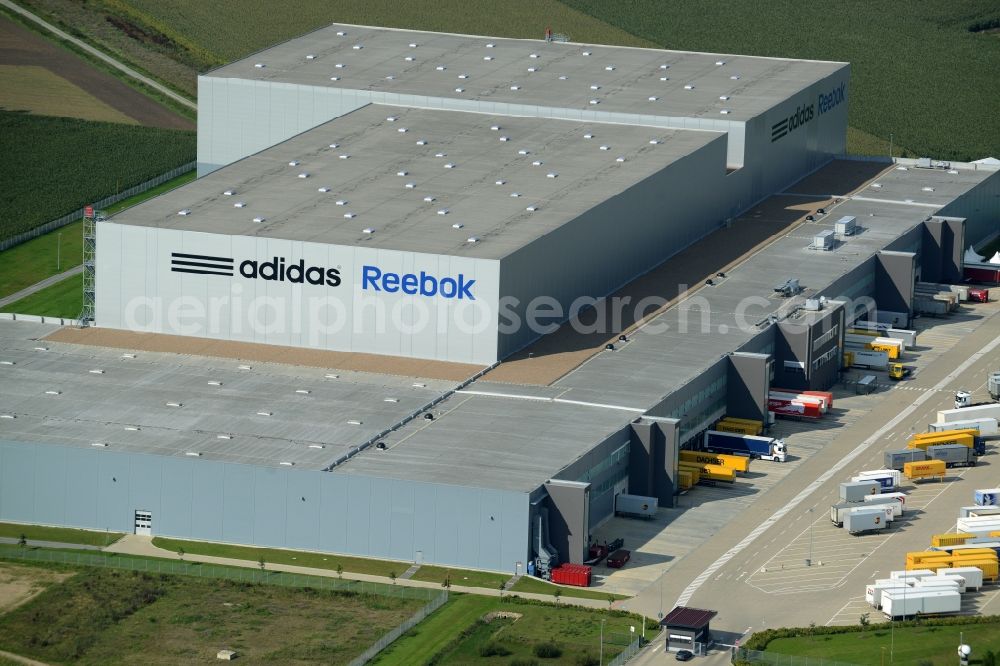 Rieste from the bird's eye view: Building complex and grounds of the logistics center adidas Reebok in the industrial area Niedersachsenpark in Rieste in the state Lower Saxony