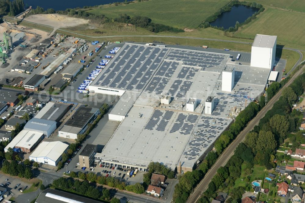 Aerial image Weyhe - Building complex and grounds of the logistics center of Aldi Nord in Dreye in the state of Lower Saxony