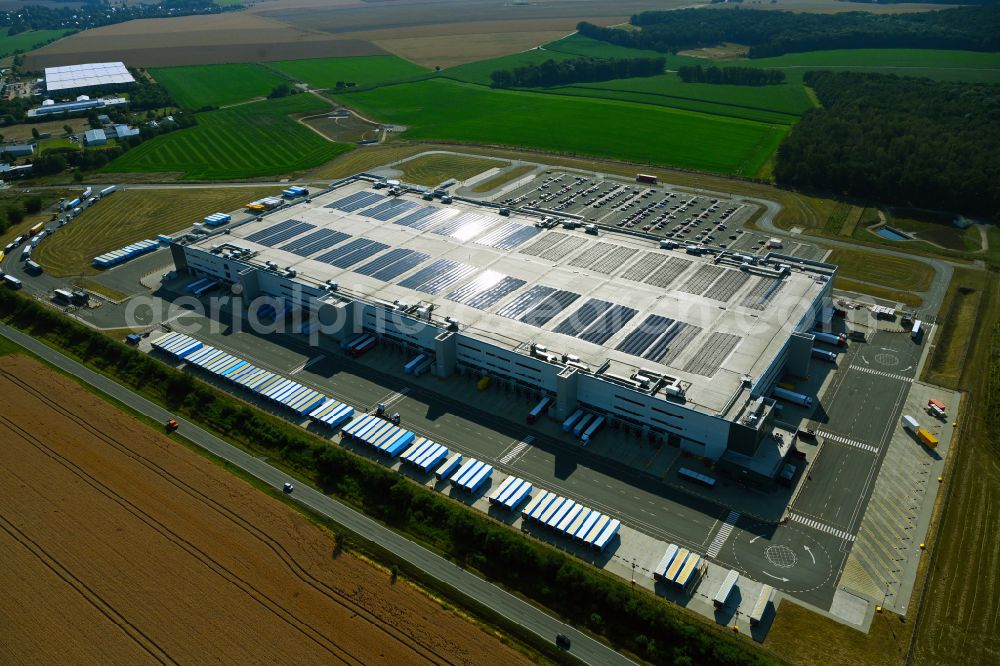 Aerial photograph Cretzschwitz - Building complex and grounds of the logistics center Amazon in Cretzschwitz in the state Thuringia, Germany