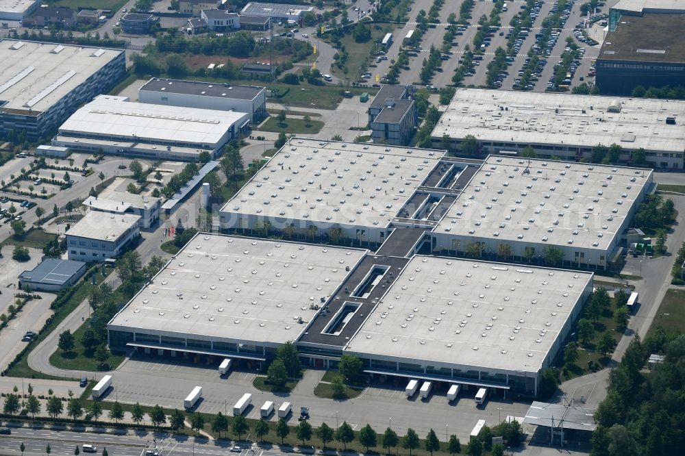 Aerial photograph Augsburg - Building complex and grounds of the logistics center of Fujitsu Technology Solutions GmbH on Buergermeister-Ulrich-Strasse in Augsburg in the state Bavaria, Germany