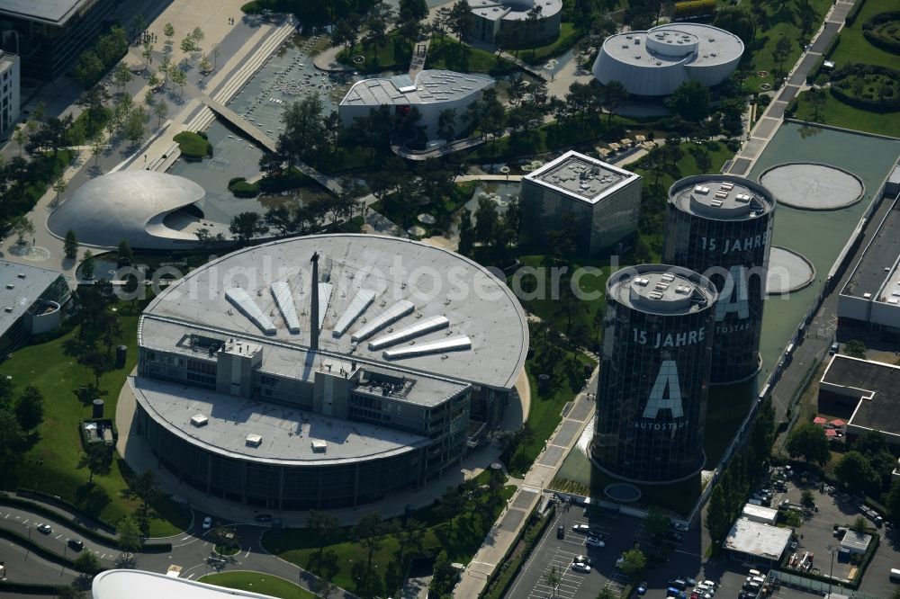 Wolfsburg from above - Building complex and grounds of the logistics center der Autostadt des VW Volkswagen- Werkes in Wolfsburg in the state Lower Saxony