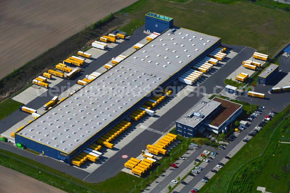 Radeburg from above - Building complex and grounds of the logistics center of Dachser SE in Radeburg in the state Saxony, Germany