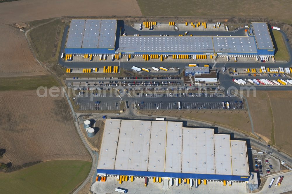 Aerial photograph Feilitzsch - Building complex and grounds of the logistics center of DACHSER SE on Thomas-Dachser-Strasse in Feilitzsch in the state Bavaria, Germany