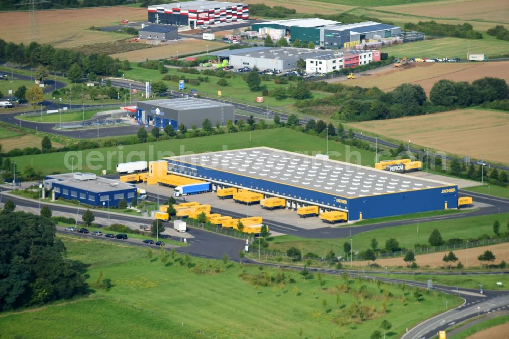 Aerial image Koblenz - Building complex and grounds of the logistics center of DACHSER SE on Zaunheimer Strasse in Koblenz in the state Rhineland-Palatinate, Germany