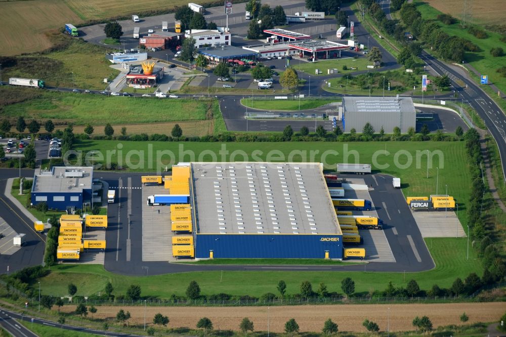 Aerial image Koblenz - Building complex and grounds of the logistics center of DACHSER SE on Zaunheimer Strasse in Koblenz in the state Rhineland-Palatinate, Germany