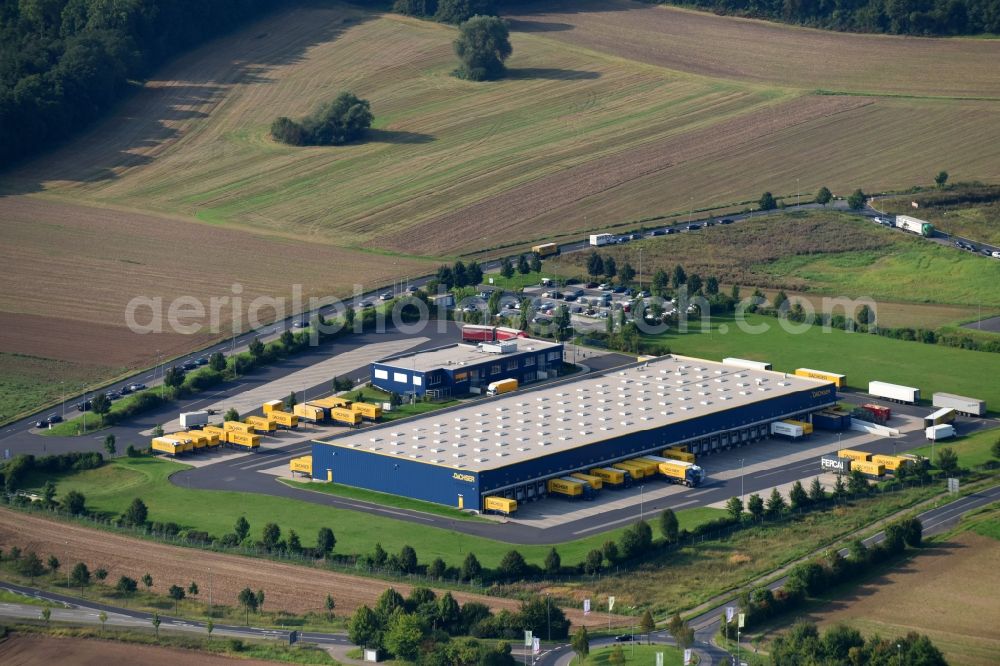 Aerial image Koblenz - Building complex and grounds of the logistics center of DACHSER SE on Zaunheimer Strasse in Koblenz in the state Rhineland-Palatinate, Germany