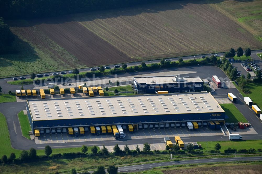 Aerial photograph Koblenz - Building complex and grounds of the logistics center of DACHSER SE on Zaunheimer Strasse in Koblenz in the state Rhineland-Palatinate, Germany