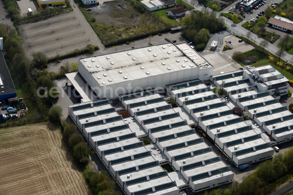 Einbeck from above - Building complex and grounds of the logistics center Deutsche Post Dialog Solutions GmbH - Lettershop on Hansestrasse in Einbeck in the state Lower Saxony