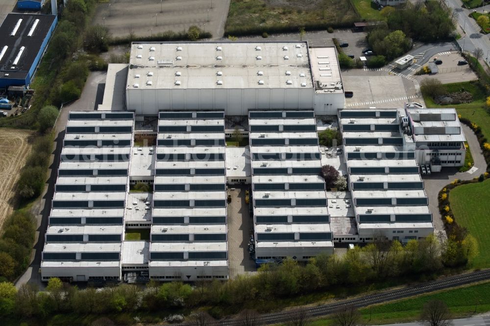 Aerial image Einbeck - Building complex and grounds of the logistics center Deutsche Post Dialog Solutions GmbH - Lettershop on Hansestrasse in Einbeck in the state Lower Saxony