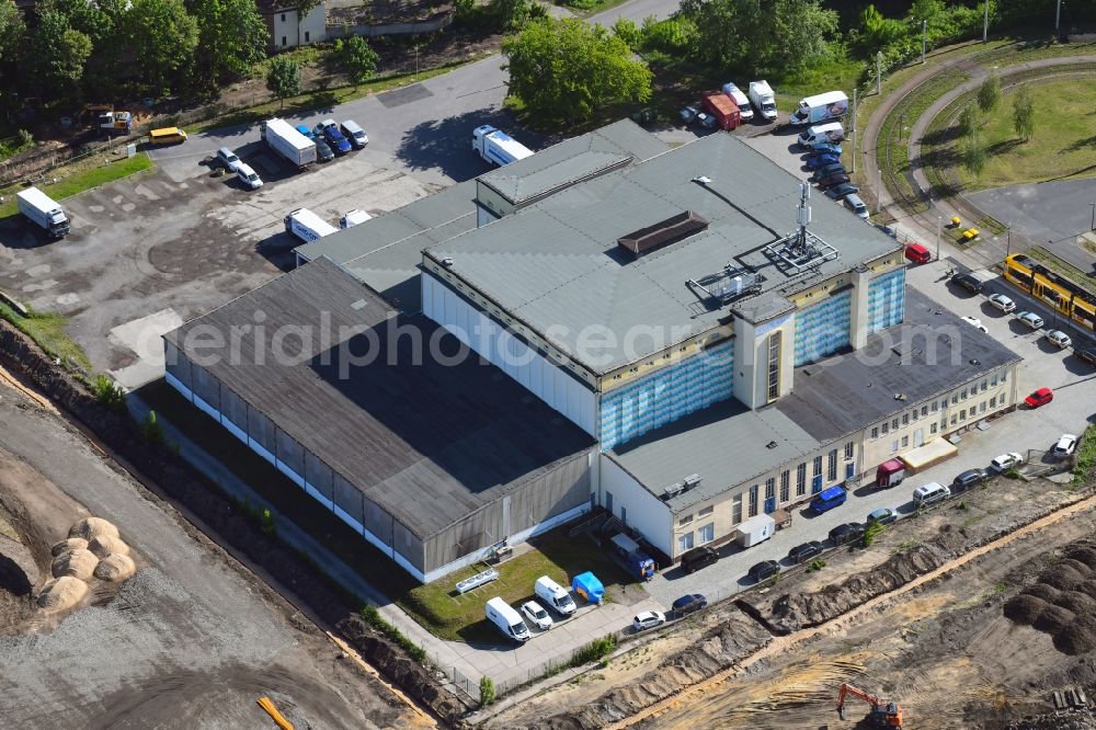 Aerial image Dresden - Building complex and grounds of the logistics center of Deutsche See GmbH on Messering in Dresden in the state Saxony, Germany