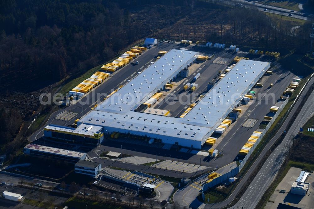 Aerial photograph Staufenberg - Building complex and grounds of the logistics center DHL Frachtzentrum Im Rotte in Staufenberg in the state Lower Saxony, Germany