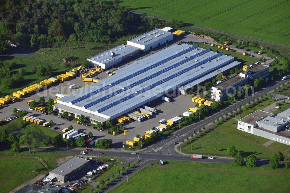 Aerial image Stahnsdorf - Building complex and grounds of the logistics center DHL German post in Stahnsdorf in the state Brandenburg