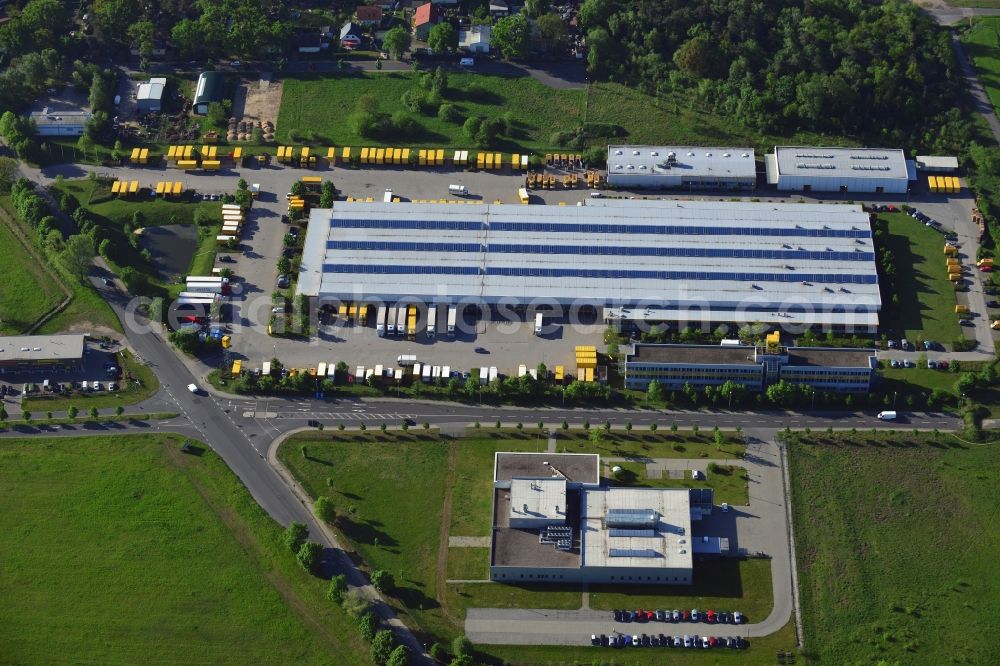 Aerial image Stahnsdorf - Building complex and grounds of the logistics center DHL German post in Stahnsdorf in the state Brandenburg