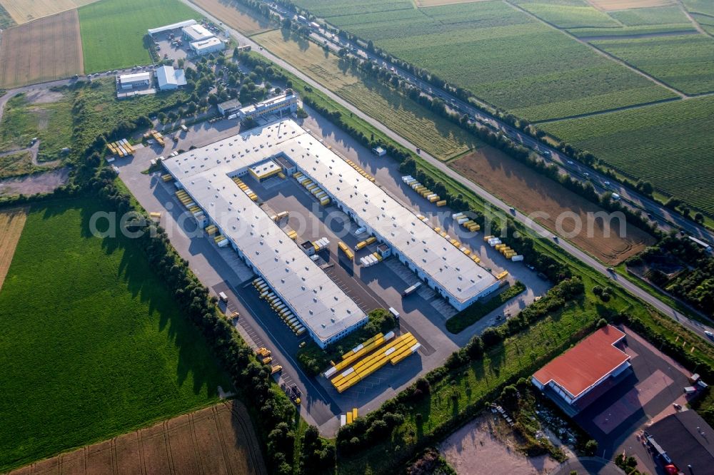 Aerial image Saulheim - Building complex and grounds of the logistics center of DHL in Saulheim in the state Rhineland-Palatinate, Germany