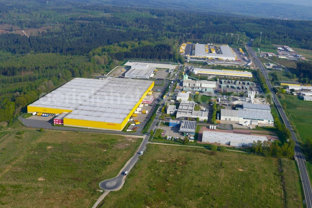 Staufenberg from above - Building complex and grounds of the logistics center DHL in Staufenberg in the state Lower Saxony, Germany