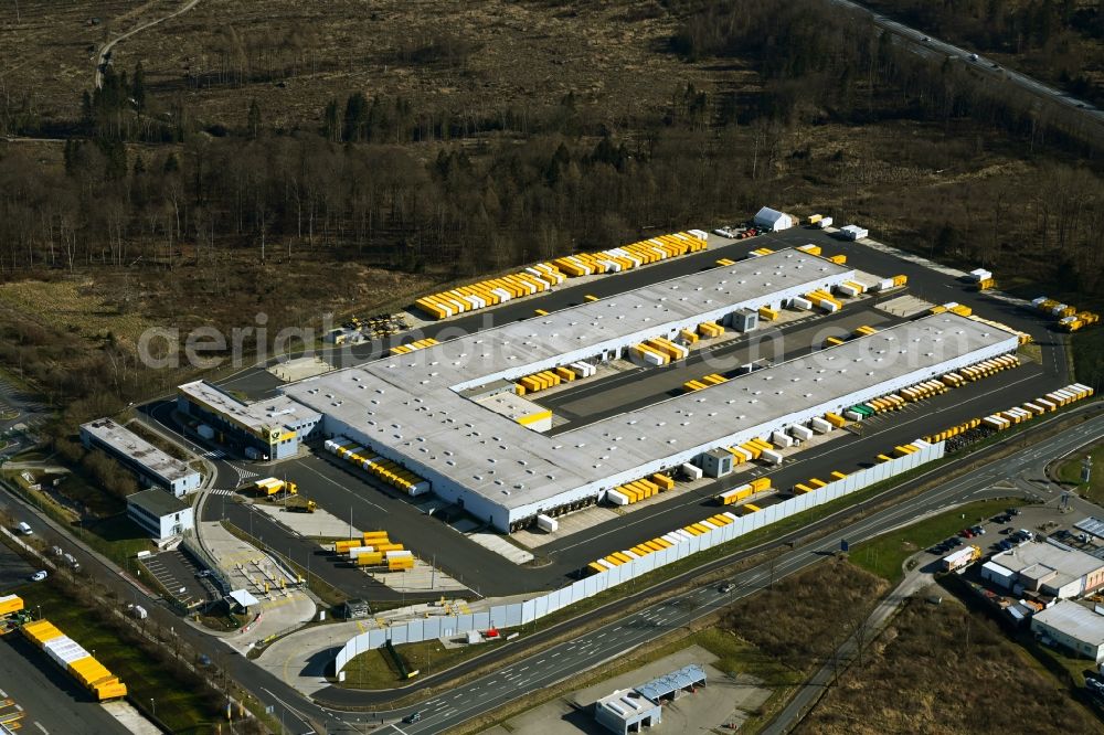 Staufenberg from above - Building complex and grounds of the logistics center DHL/Deutsche Post in Staufenberg in the state Lower Saxony, Germany