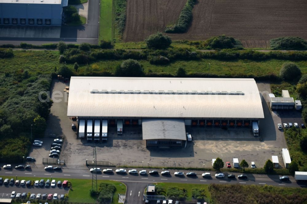 Aerial image Koblenz - Building complex and grounds of the logistics center of Distributions GmbH Koblenz on Zaunheimer Strasse in Koblenz in the state Rhineland-Palatinate, Germany