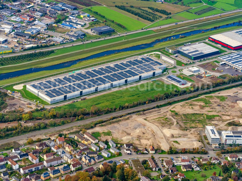 Gengenbach from the bird's eye view: Building complex and grounds of the logistics center FIEGE Logistik Stiftung & Co. KG in Gengenbach in the state Baden-Wuerttemberg, Germany