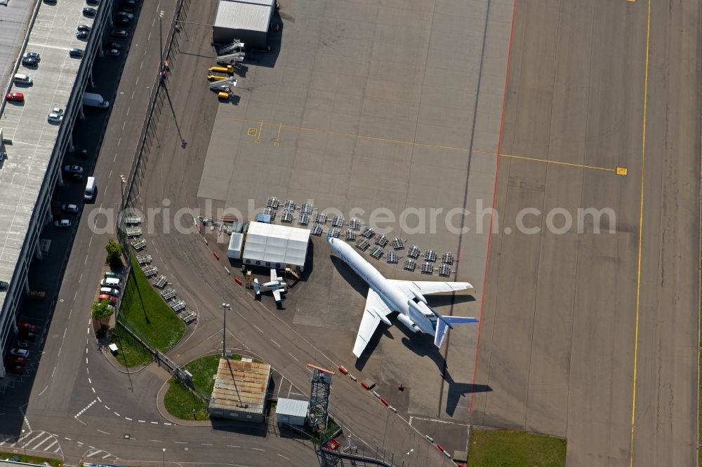 Stuttgart from above - Building complex and grounds of the logistics center at the airport Stuttgart on the Nord-West-Umfahrung in Stuttgart in the state Baden-Wuerttemberg, Germany