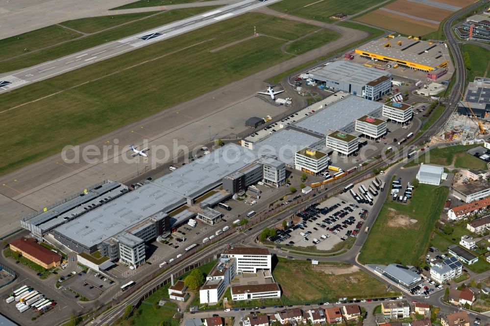 Stuttgart from above - Building complex and grounds of the logistics center at the airport Stuttgart on the Nord-West-Umfahrung in Stuttgart in the state Baden-Wuerttemberg, Germany