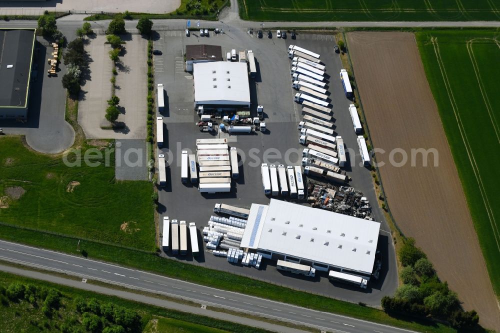 Aerial photograph Himmelkron - Building complex and grounds of the logistics center of Goller Logistik GmbH on Industriestrasse in Himmelkron in the state Bavaria, Germany