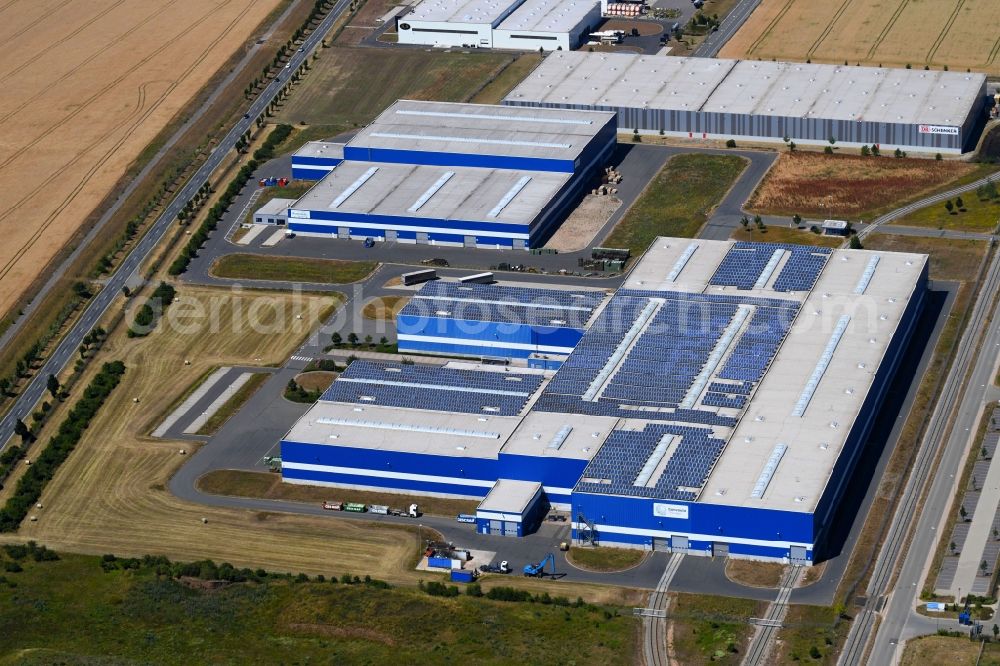 Arnstadt from the bird's eye view: Building complex and grounds of the logistics center of Gonvauto Thueringen GmbH on Wolff-Knippenberg-Strasse in Arnstadt in the state Thuringia, Germany