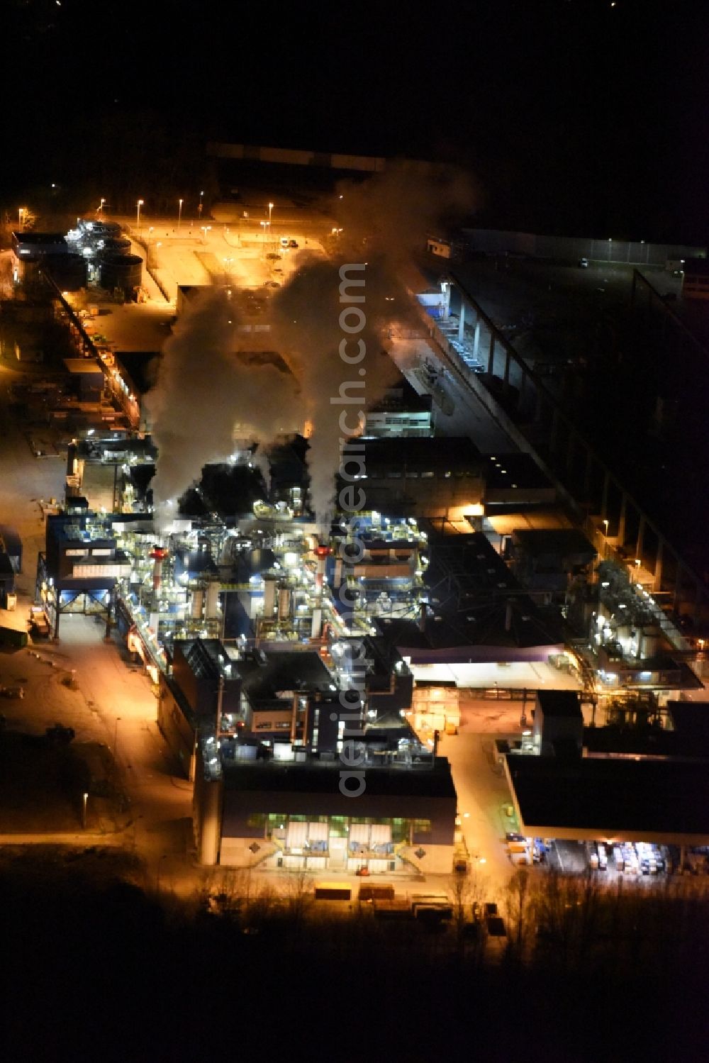 Aerial image Baar-Ebenhausen - Night view Building complex and grounds of the logistics center der GSB-Sonderabfall-Entsorgung Bayern GmbH am Aeusserer Ring in Baar-Ebenhausen in the state Bavaria