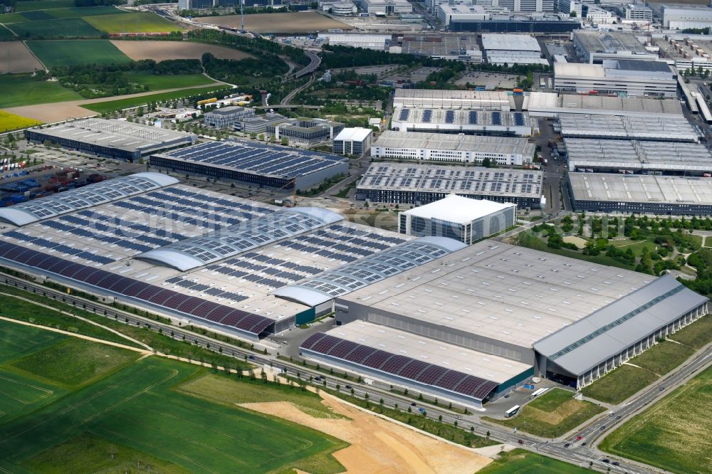 Aerial photograph Ingolstadt - Building complex and site of the logistics center GVZ Freight transport center in Ingolstadt in the state of Bavaria. The GVZ was set up to bring the suppliers of the Audi AG closer to the factory site