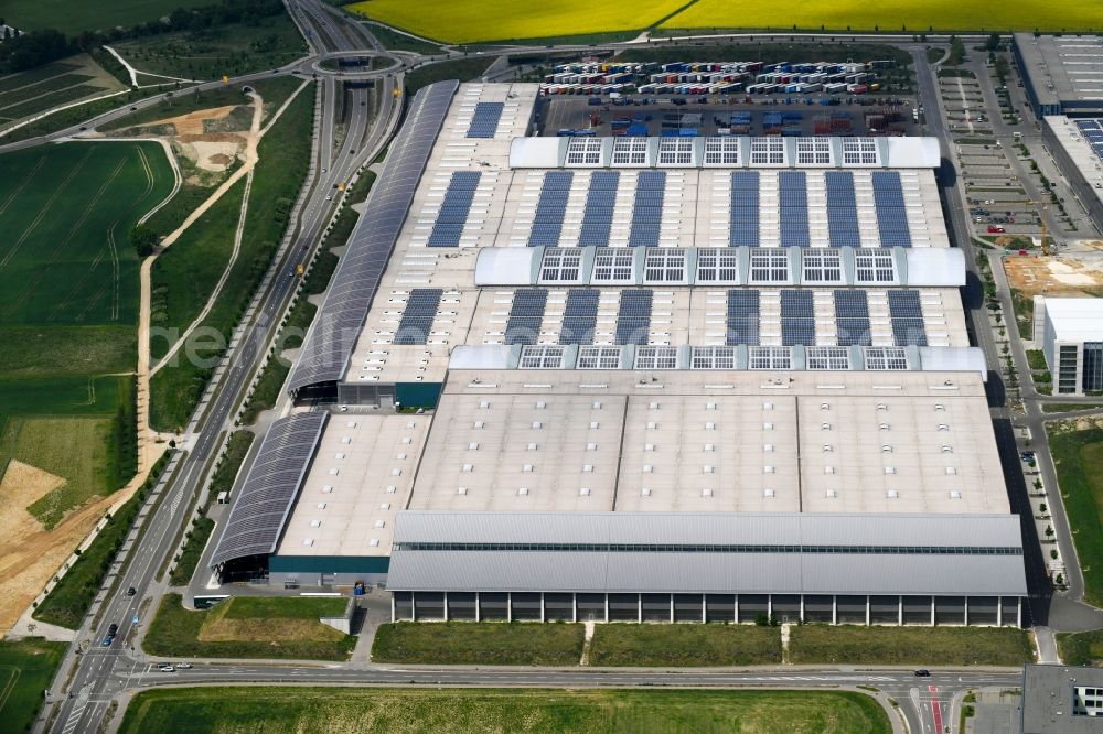 Ingolstadt from the bird's eye view: Building complex and site of the logistics center GVZ Freight transport center in Ingolstadt in the state of Bavaria. The GVZ was set up to bring the suppliers of the Audi AG closer to the factory site