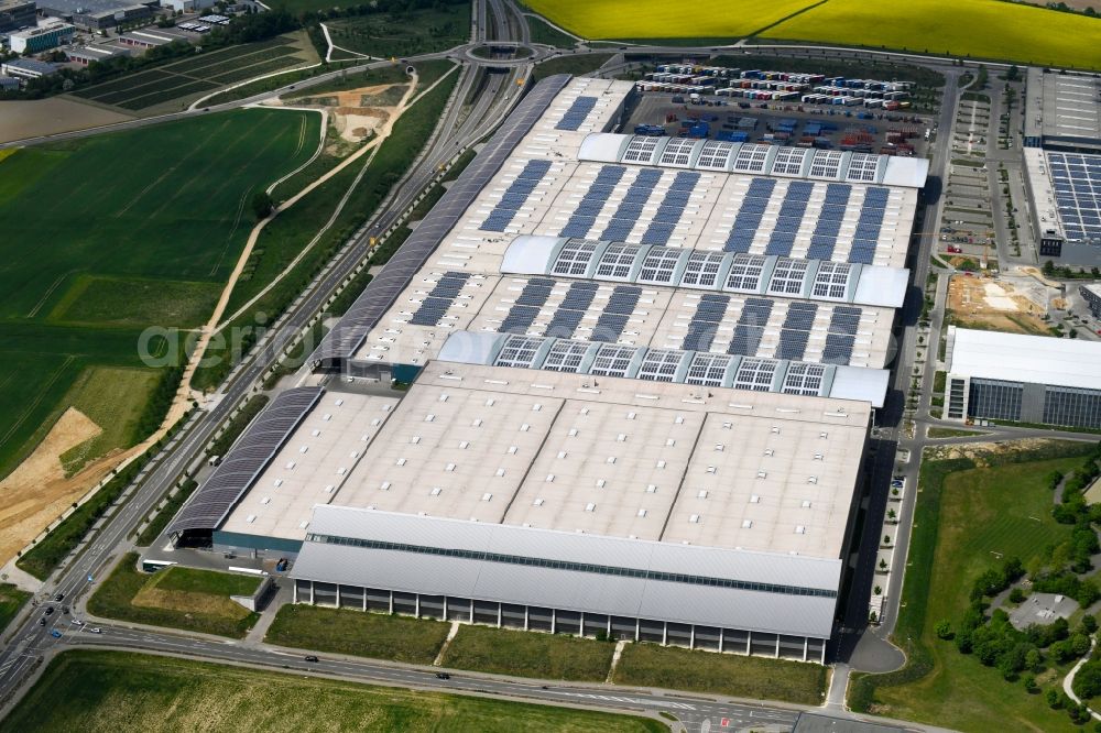 Aerial image Ingolstadt - Building complex and site of the logistics center GVZ Freight transport center in Ingolstadt in the state of Bavaria. The GVZ was set up to bring the suppliers of the Audi AG closer to the factory site