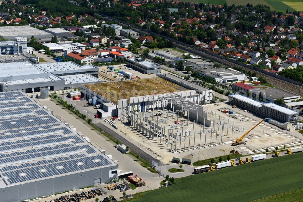 Aerial photograph Maisach - Construction site of building complex and grounds of the logistics center of HAGEMEYER Deutschland GmbH & Co. KG in the district Gernlinden in Maisach in the state Bavaria, Germany