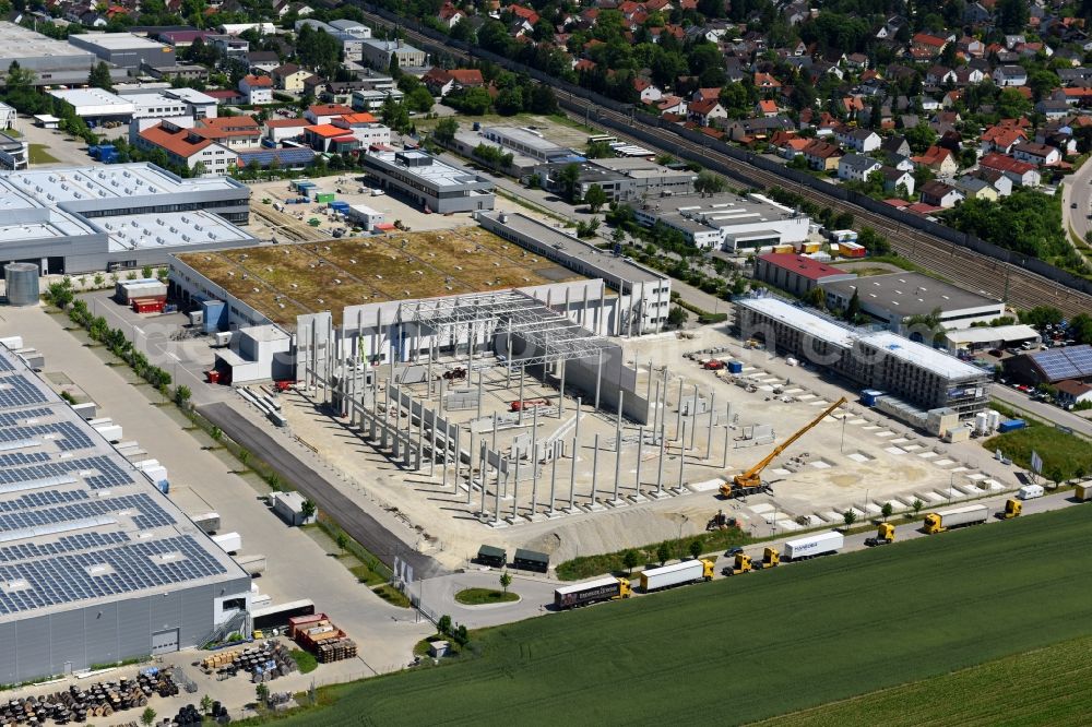 Maisach from above - Construction site of building complex and grounds of the logistics center of HAGEMEYER Deutschland GmbH & Co. KG in the district Gernlinden in Maisach in the state Bavaria, Germany