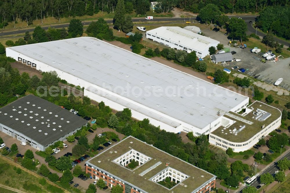 Aerial image Werder (Havel) - Complex of buildings and area of the logistics centre the hospital LogiServe GmbH in Werder (Havel) in the federal state Brandenburg, Germany