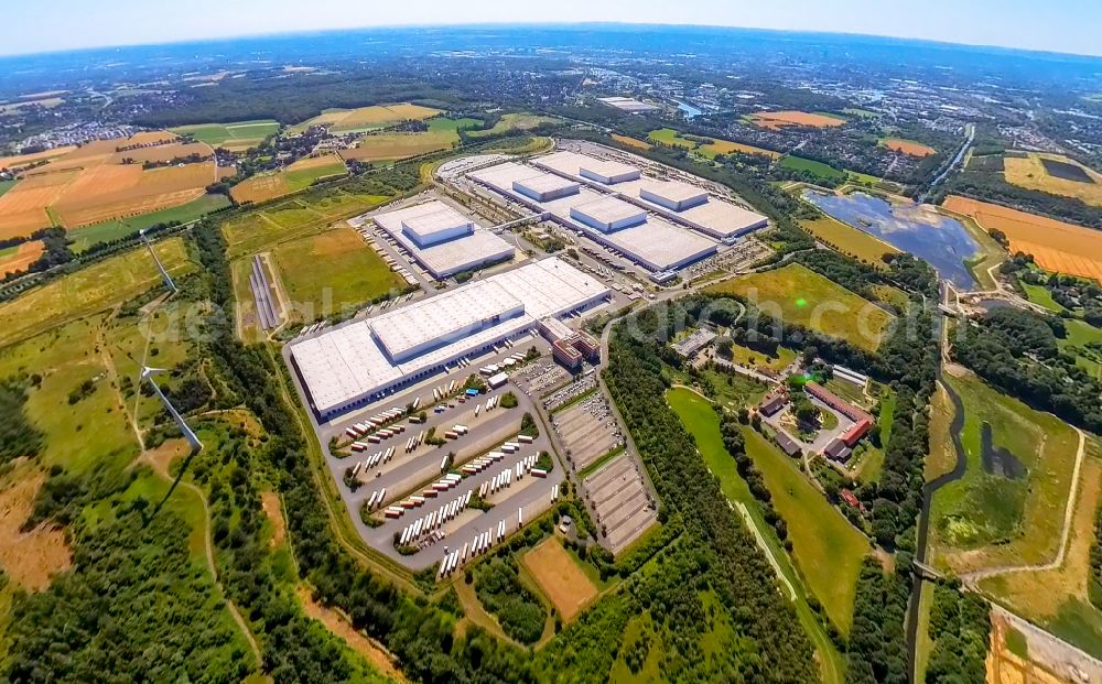 Dortmund from the bird's eye view: Building complex and grounds of the logistics center IKEA in the district of Ellinghausen in Dortmund in the Ruhr area in the state North Rhine-Westphalia, Germany