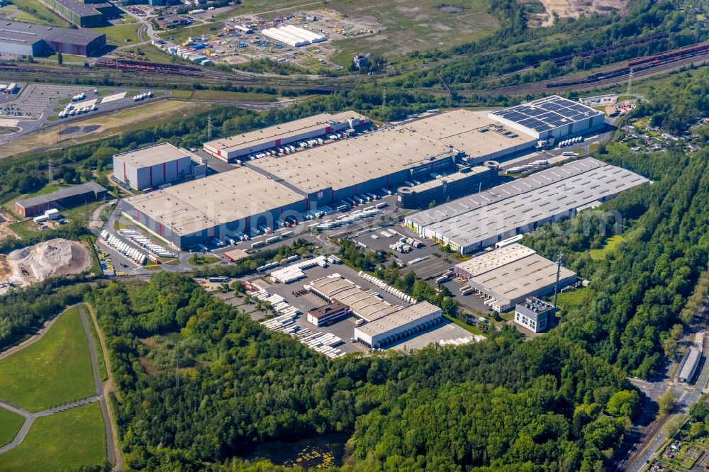 Dortmund from the bird's eye view: Building complex and grounds of the logistics center of Kaufland Logistik VZ GmbH & Co. KG on Feineisenstrasse in the district Westfalenhuette in Dortmund at Ruhrgebiet in the state North Rhine-Westphalia, Germany