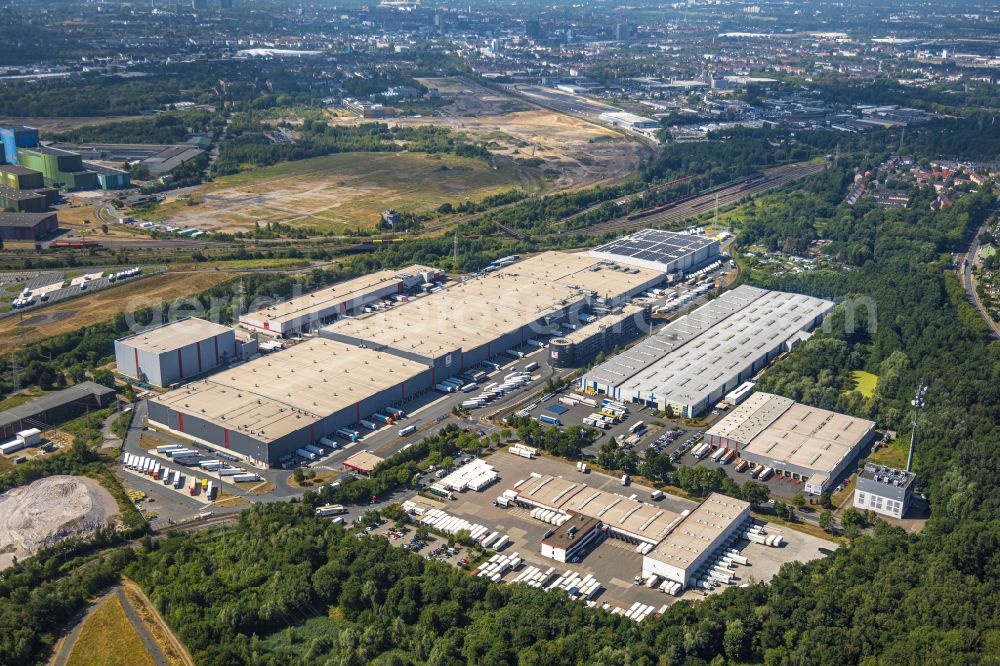 Dortmund from above - Building complex and grounds of the logistics center of Kaufland Logistik VZ GmbH & Co. KG on Feineisenstrasse in the district Westfalenhuette in Dortmund at Ruhrgebiet in the state North Rhine-Westphalia, Germany