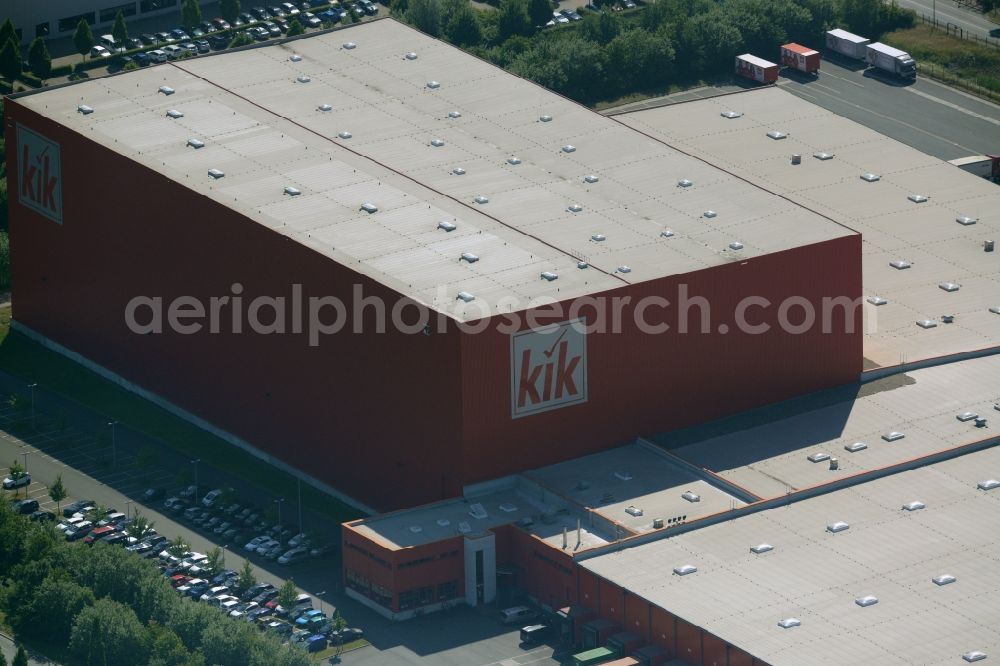 Aerial photograph Bönen - Building complex and grounds of the logistics center KiK Textilien & Non-Food GmbH in Boenen in the state North Rhine-Westphalia