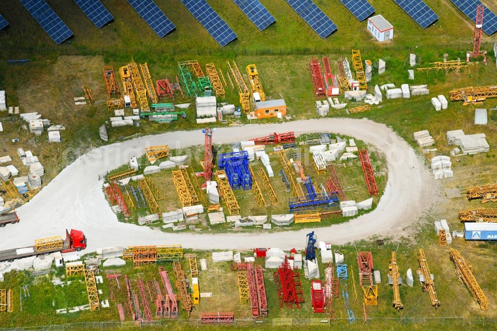 Aerial photograph Neuenhagen - Building complex and grounds of the logistics center of K-M-V Krane GmbH Am Wall in Neuenhagen in the state Brandenburg, Germany