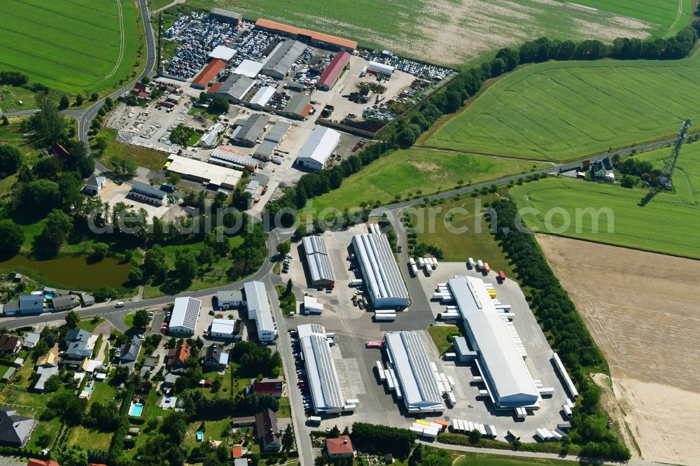 Aerial photograph Krostitz - Building complex and grounds of the logistics center on Mutschlenaer Strasse in Krostitz in the state Saxony, Germany