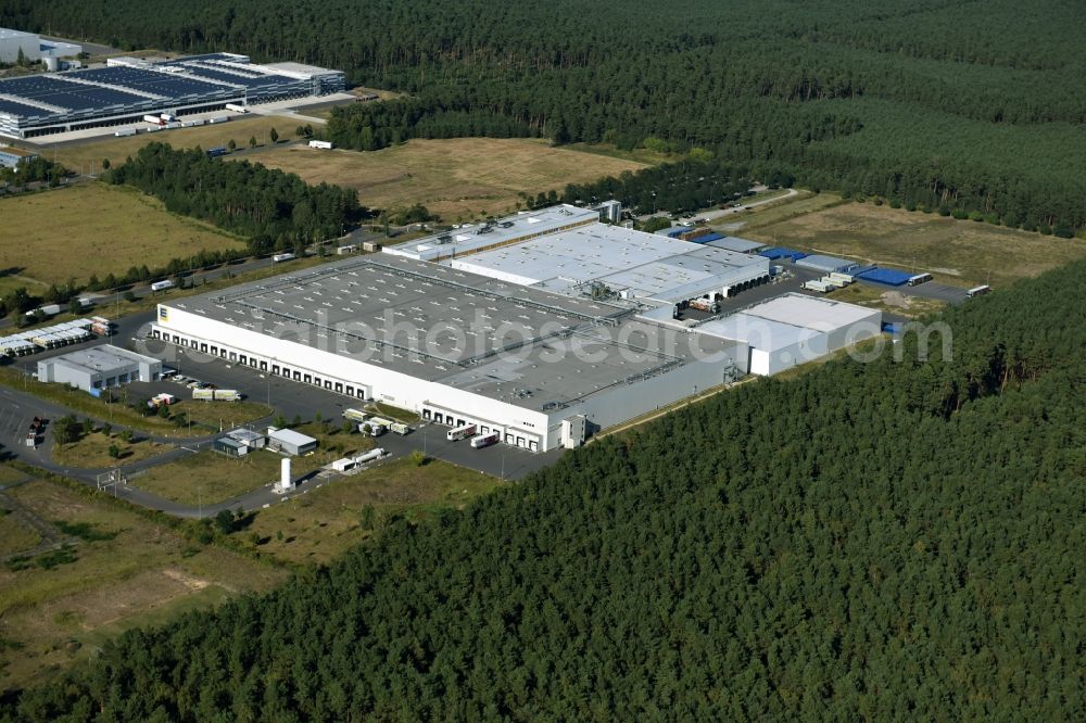 Aerial image Freienbrink - Buildings and premises of the logistics and cargo center of EDEKA Verbund in Freienbrink in the state of Brandenburg