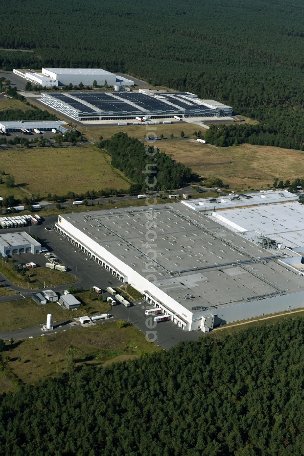 Aerial photograph Freienbrink - Buildings and premises of the logistics and cargo center of EDEKA Verbund in Freienbrink in the state of Brandenburg