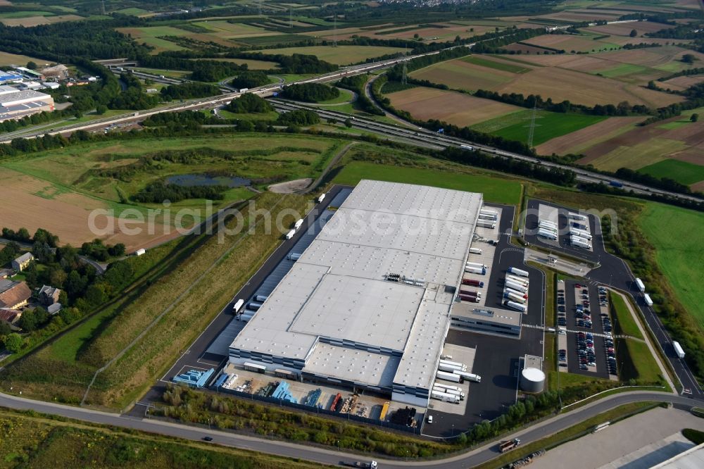 Aerial photograph Koblenz - Building complex and grounds of the logistics center of LIDL Dienstleistung GmbH & Co. KG Am Autobahnkreuz in Koblenz in the state Rhineland-Palatinate, Germany