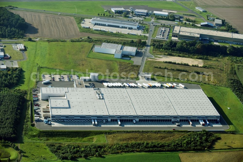 Gera from above - Building complex and grounds of the logistics center of Lidl GmbH & Co. KG in the district Trebnitz in Gera in the state Thuringia, Germany