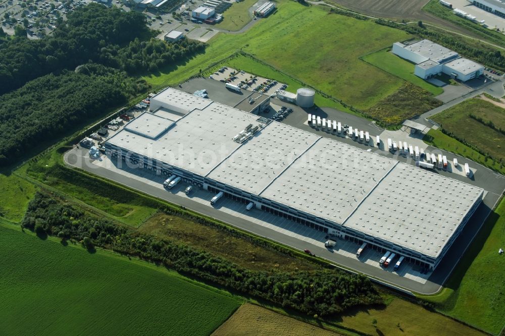 Aerial image Gera - Building complex and grounds of the logistics center of Lidl GmbH & Co. KG in the district Trebnitz in Gera in the state Thuringia, Germany